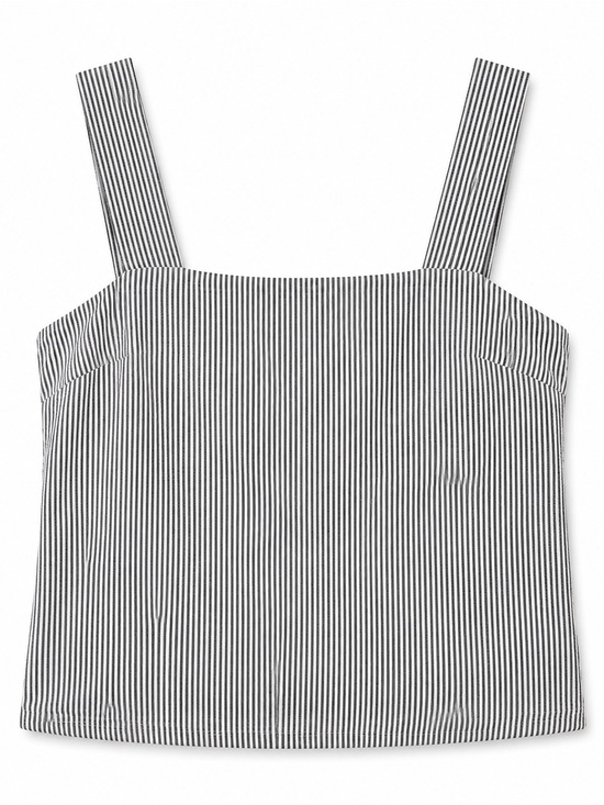 Tops - J Crew - Striped Square-Neck Tank Top in Black and White